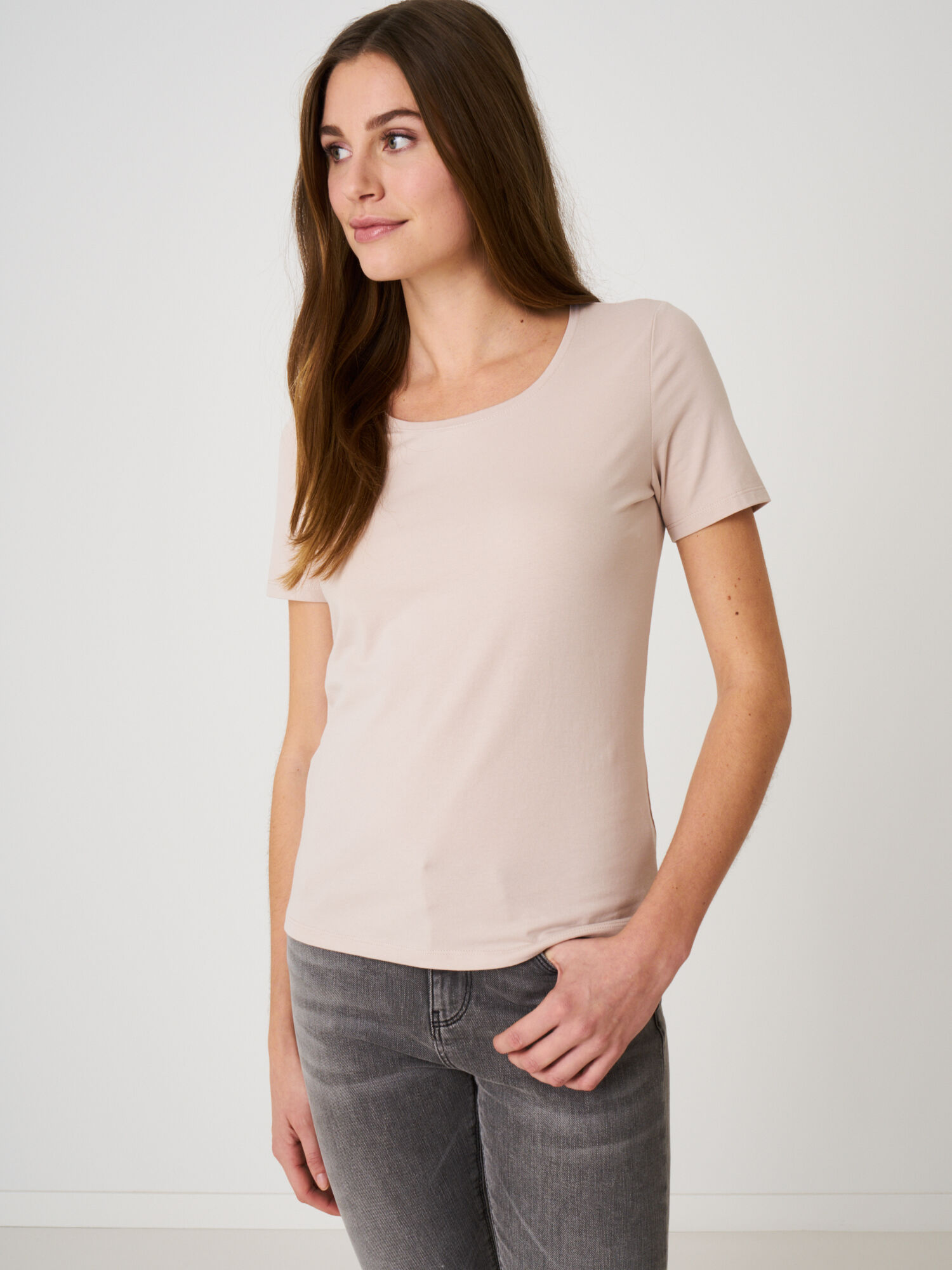 Basic katoenen T-shirt met ronde hals