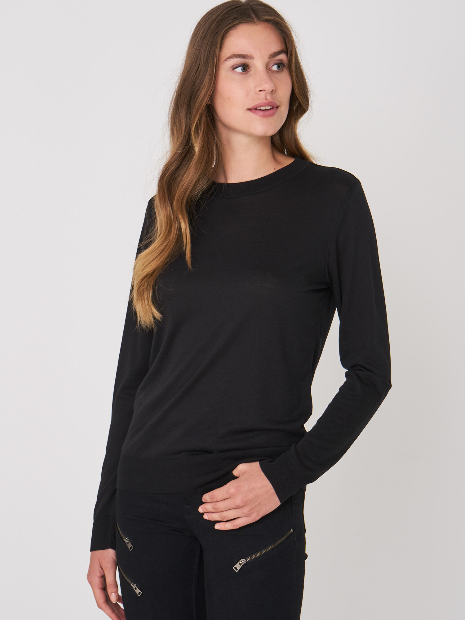 Top met lange mouwen en ronde hals