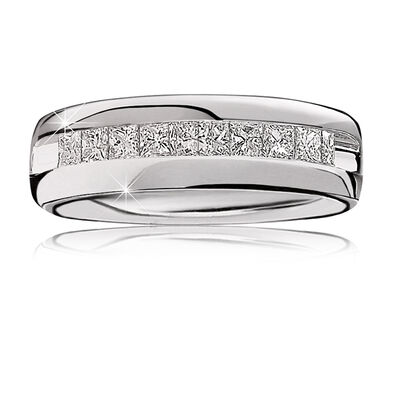Men's Diamond Channel-Set 1 ctw. Wedding Band in 14k White Gold