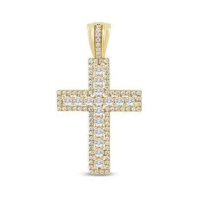 Brilliant-Cut Lab Grown 2ctw. Diamond Cross Pendant in 10k Yellow Gold