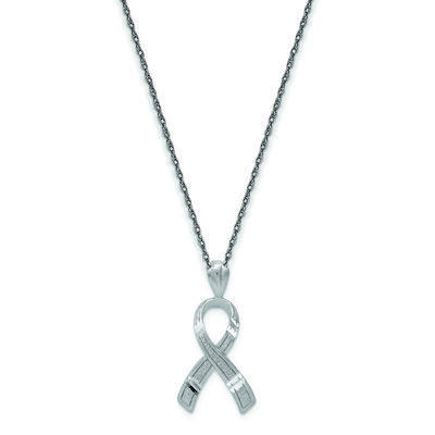 Cancer Awareness Ribbon Pendant in 14k White Gold
