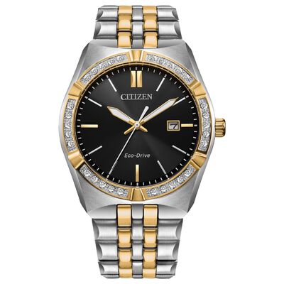 Citizen Men's Corso Diamond Black Dial Stainless Steel & Gold-Tone Bracelet 40mm Watch BM7644-51E