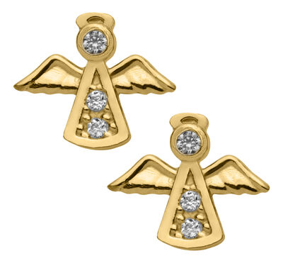 Children's Angel Stud Earrings in 14k Yellow Gold