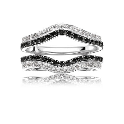 Black & White Diamond 5/8ctw. Engagement Ring Insert Wrap in 14k White Gold
