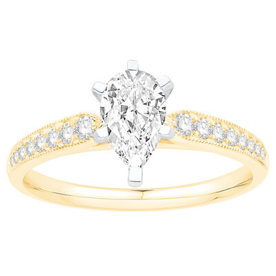 Diamond Cathedral Ring Setting in 14k Yellow Gold