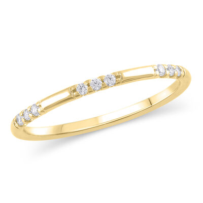 Brilliant-Cut Lab Grown .11ctw. Diamond 3-Stone Station Distance Band in 10k Yellow Gold