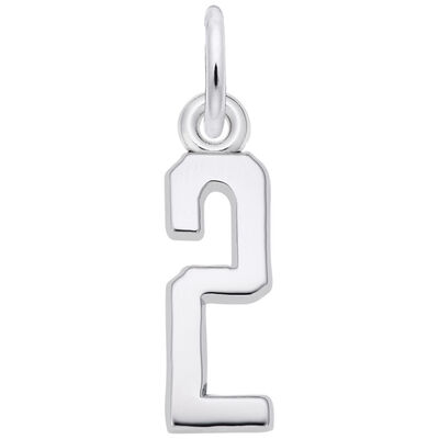 Number 2 Charm in Sterling Silver