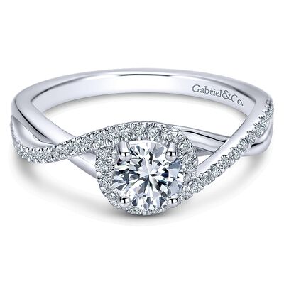 Gabriel & Co. "Courtney" 14k White Gold Round Twist Setting ER9337W44JJ