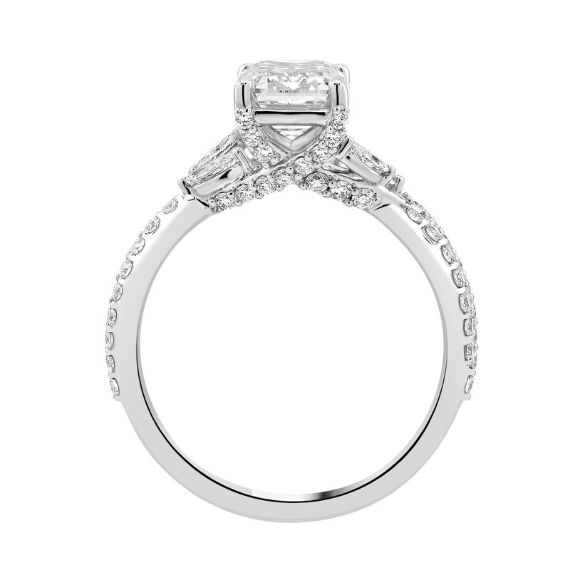 Emerald-Cut Lab Grown 2 3/4ctw. Diamond Twist With Marquise & Brilliant-Cut Accents Engagement Ring in 14k White Gold image number null