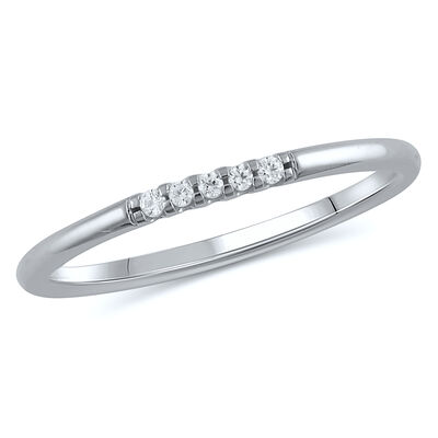 Brilliant-Cut .05ctw. Diamond 5-Stone Stackable Ring in 10k White Gold