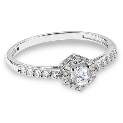 Diamond Hexagon Promise Ring 0.33ctw. In 10k White Gold