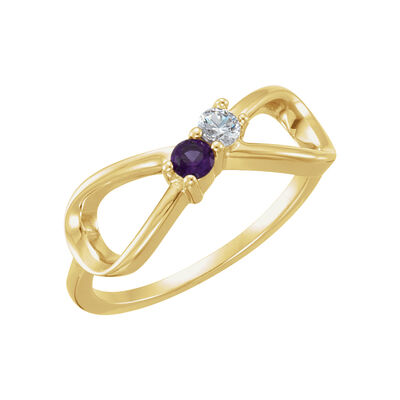Infinity 2-Stone Family Ring in 14k Yellow Gold