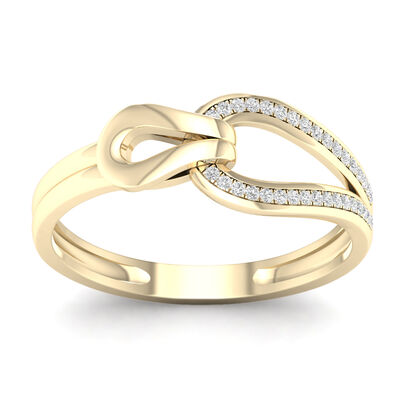 Diamond 1/10ctw. Love Knot Promise Ring in 10k Yellow Gold 