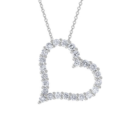 Lab Grown Heart Pendant 3/4ctw. In 14k White Gold