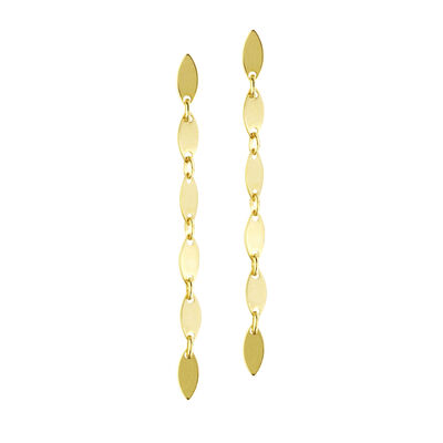 Marquise Plate Dangle Fashion Earrings in 14k Yellow Gold