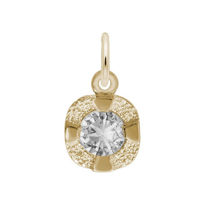 April Birthstone Petite Charm in Sterling Silver/ Gold Plated