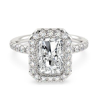 Radiant-Cut Lab Grown 3ctw. Diamond Seamless Halo Engagement Ring in 14k White Gold