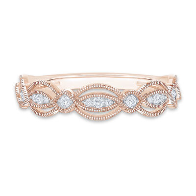 Brilliant-Cut .10ctw. Diamond Scalloped Stackable Ring in 10k Rose Gold