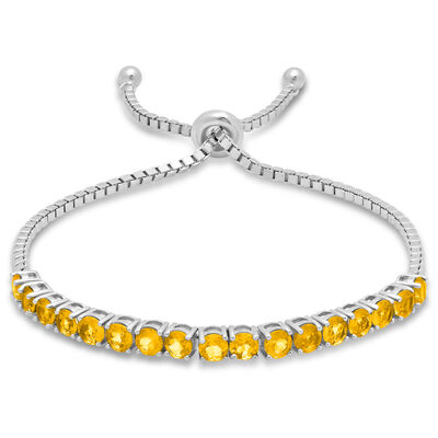 Citrine Adjustable Bolo Bracelet in Sterling Silver