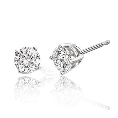 Brilliant-Cut Round Diamond Solitaire Stud Earrings