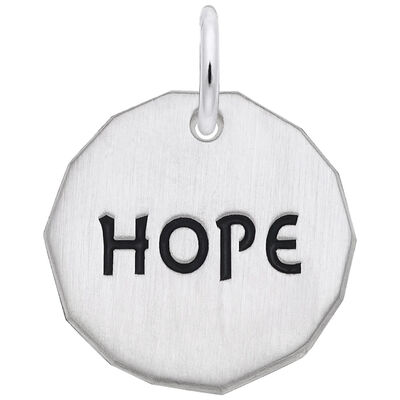 Hope Tag with Heart Charm in 14k White Gold