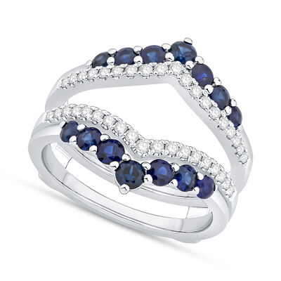 Brilliant-Cut 1 1/3ctw. Diamond Sapphire Double V Insert in 14k White Gold