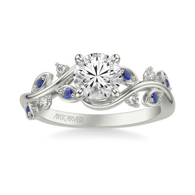 Frida. Artcarved Sapphire & Diamond Petal Accent Setting in 14k White Gold