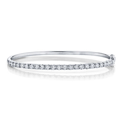 Shy Creation Slim 3/4ctw. Diamond Bangle Bracelet in 14k White Gold