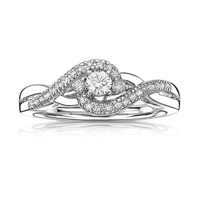 JK Crown Collection Brilliant-Cut 1/3ctw Promise Ring in 10k White Gold