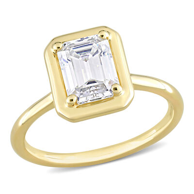 Emerald-Cut 1 3/4ctw. Created Moissanite Solitaire Engagement Ring in 10k Yellow Gold