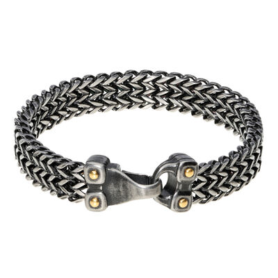 Men's 10mm Bracelet in Gold & Black Plated Stainless Steel