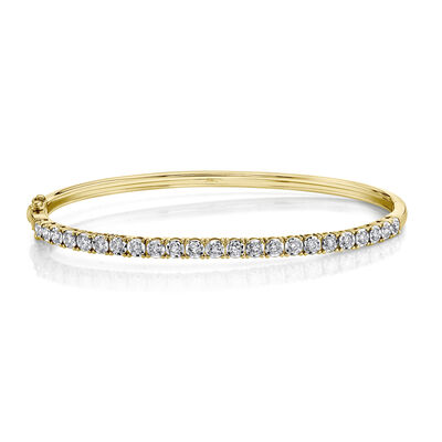 Shy Creation 0.69ctw. Diamond Bangle Bracelet in 14k Yellow Gold