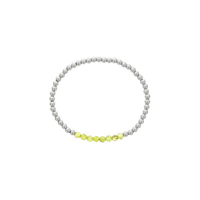 Peridot Birthstone Beaded Bracelet in Sterling Silver