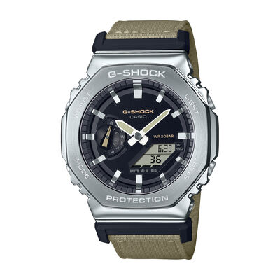 G-Shock Men's G-Steel Utility Metal Analog-Digital Metal Cover Tan Fabric Band Watch GM2100C-5A