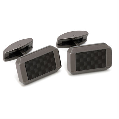 Satin Gunmetal Fiber Detail Cufflinks
