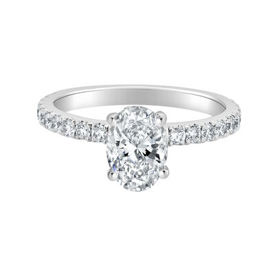 Oval-Cut Lab Grown 1 3/8ctw. Diamond Hidden Halo Diamond Collar Engagement Ring in 14k White Gold
