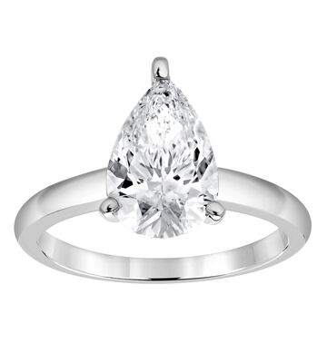 Pear-Shaped Lab Grown 2ct. Diamond Certified GH VS SI Solitaire Engagement Ring in 14k White Gold