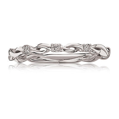 Diamond Woven Design Band in 10k White Gold