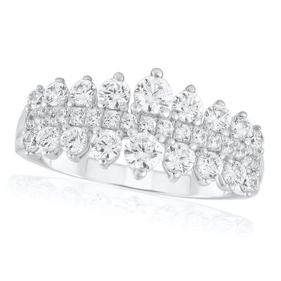 Brilliant-Cut 1ctw. Diamond Multi-Row Chevron Anniversary Band in 10k White Gold