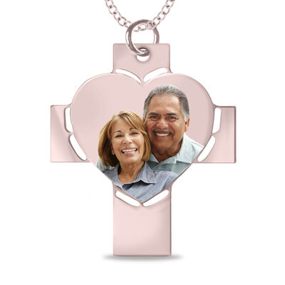 Cross Photo Pendant in 10k Rose Gold