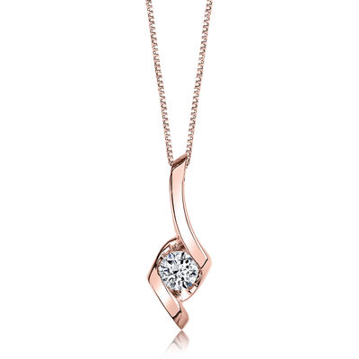 Sirena Diamond Classic Solitaire Pendant in 14k Rose Gold
