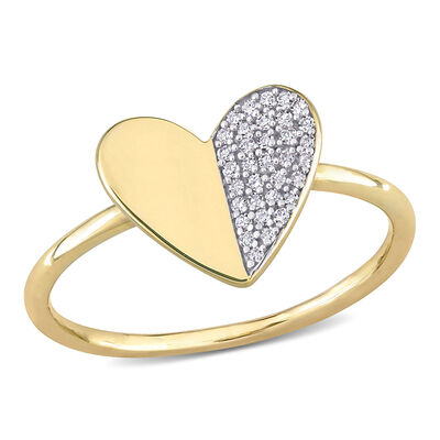Diamond Cluster Heart Necklace in 10k Yellow Gold