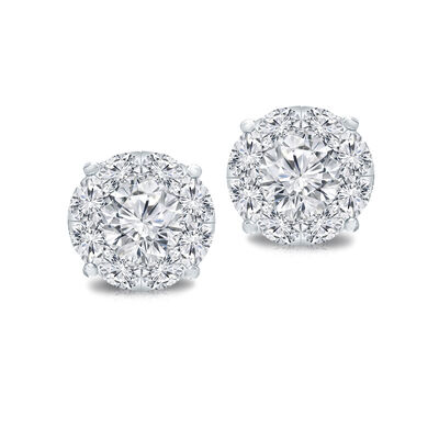 Diamond Round 1/4ctw. Halo Stud Earrings in 14k White Gold