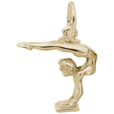 Vaulting Gymnast Charm in 14k Yellow Gold