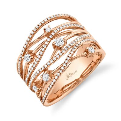 Shy Creation Round Diamond Scatter Ring in 14k Rose Gold