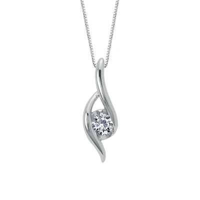 Sirena Single Stone 0.25ctw. Diamond Pendant in 14k White Gold