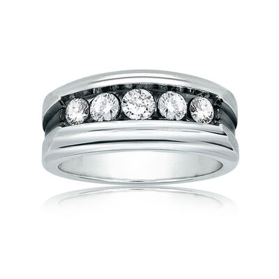 IBGoodman Men's 1ctw. Diamond Band in 14k White Gold with Black Rhodium