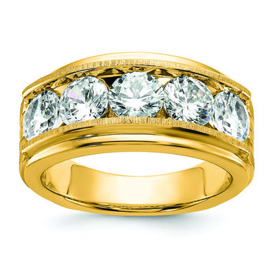 Men's Brilliant-Cut Lab Grown 3.5ctw. Diamond 5-Stone Channel Band in 14k Yellow Gold