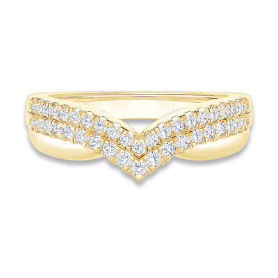 Brilliant-Cut 3/8ctw. Diamond Double Row Contour Band in 14k Yellow Gold