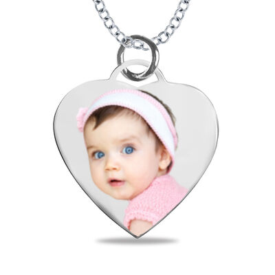 Small Heart Photo Pendant in 10k White Gold